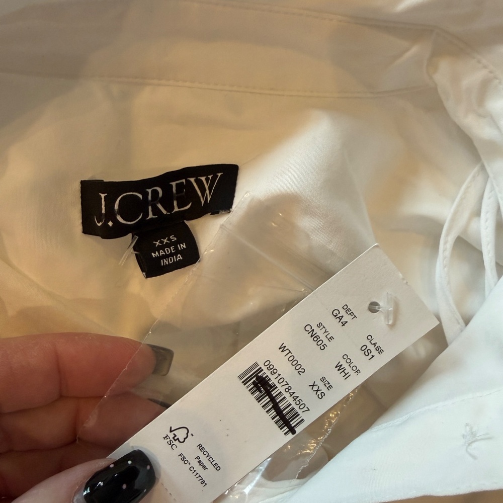 New! J. Crew Amelia Long Sleeve Cotton Poplin Shirt Dress White 25206 - Picture 13 of 16